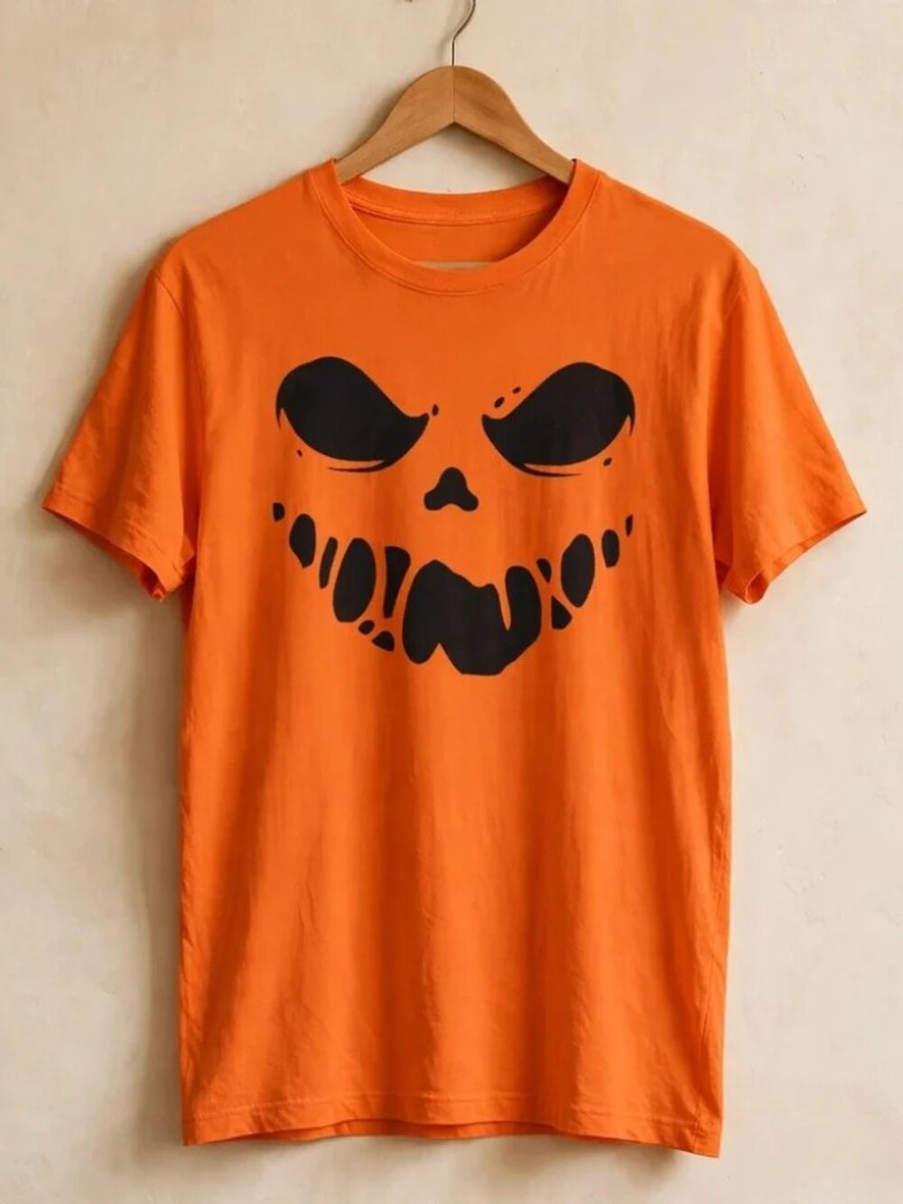 Pumpkin Face T-Shirt Jack O Lantern Halloween Orange Tee S-4XL